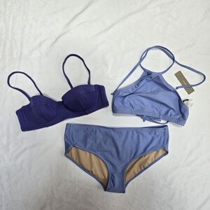New Bundle Of J. Crew Blue And Periwinkle Bikini Tops And Bottoms